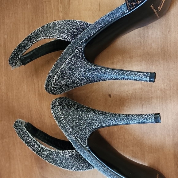 Beverly Feldman 7.5 black sparkly slingbacks - Picture 4 of 7